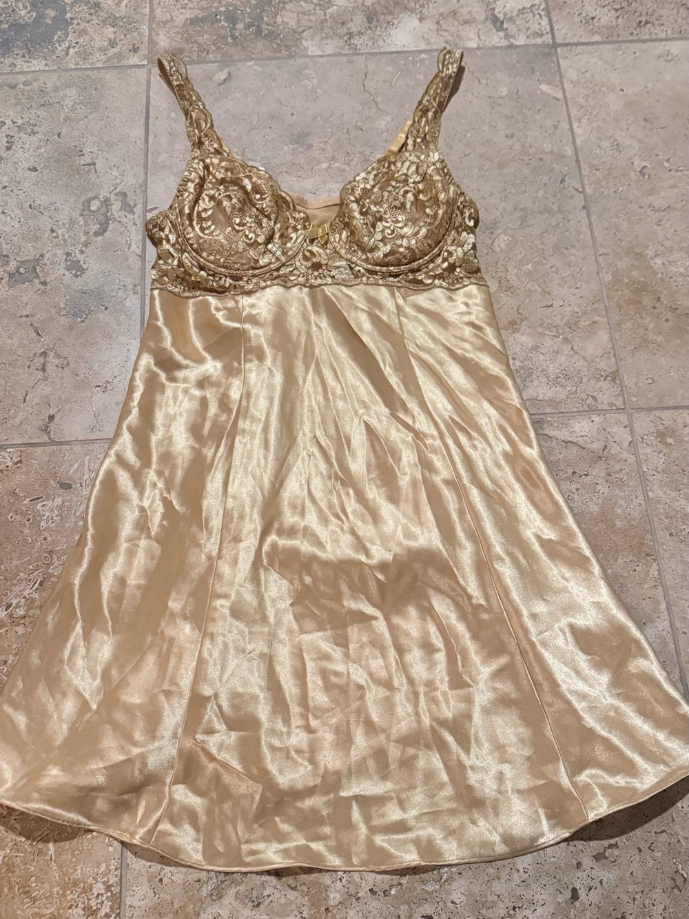 Gold Lace Satin Vintage Victoria secret